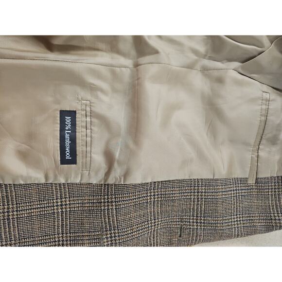 VTG Glen Check Plaid Lambswool Blazer Mens 42L Academia Elbow Patch Professor - Picture 8 of 11